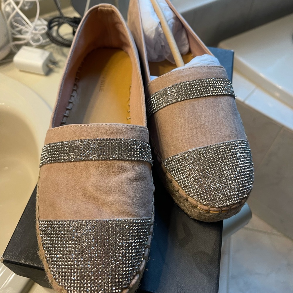Kendall & Kylie Blush Flats with Glittering Silver Accents